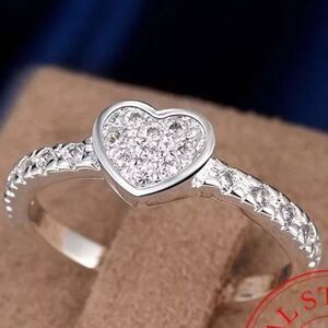 925 silver Plated Size 8 Heart CZ